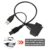 Adaptador USB 2.0 a SATA negro para discos duros de portátil 2.5 pulgadas con doble conector USB