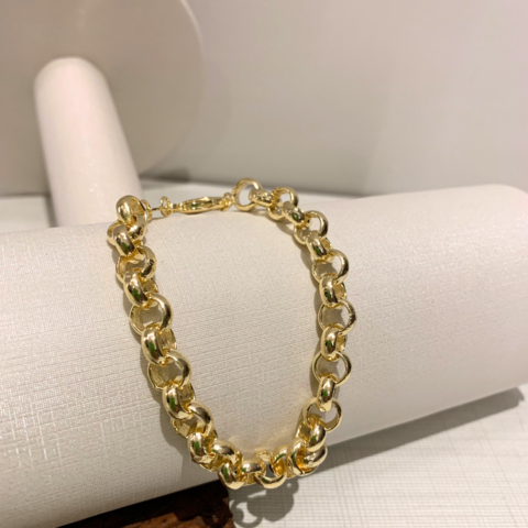Pulseira Elo Ingles Banhado Em Ouro