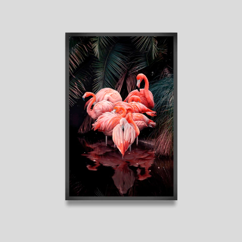 Quadro Decorativo Natureza Flamingos