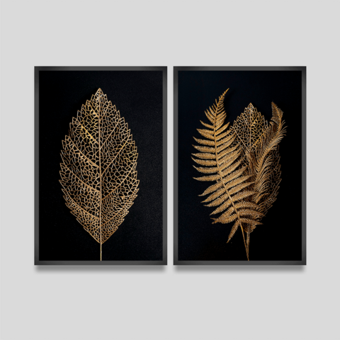 Quadro Decorativo Folhas Douradas 4