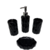 Set 4 Piezas Baño Ceramica Rombo NEGRO