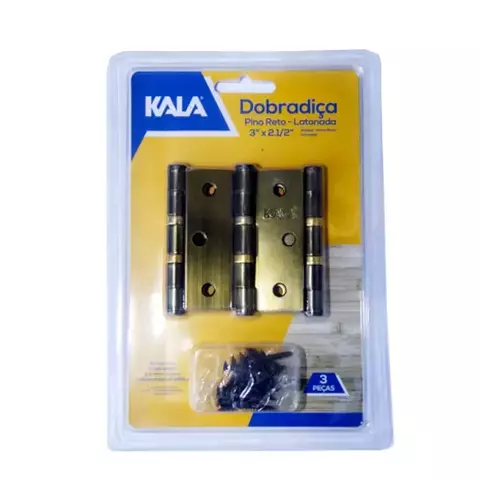 Dobradiça Pino Reto - Latonado 3" x 2.1/2" - Kala - comprar online