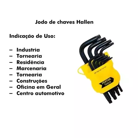 Jogo de Chaves Allen Hexagonal 9 Peças Fertak Tools - comprar online