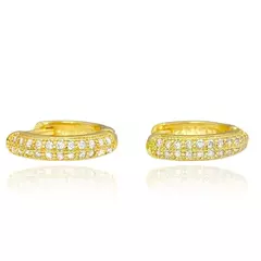 Brinco Argola Cravejada em Zircônia 22 pedras P (Banho De Ouro 24k) na internet