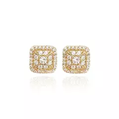 Brinco Quadrado 33 Pedras de Zircônia (Banho Ouro 24k)