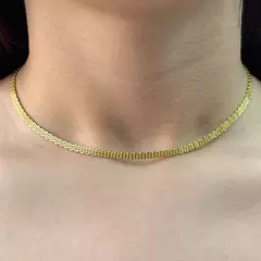 Choker Elo Trançado 3mm (Fecho Tradicional) (Banho Ouro 24k)