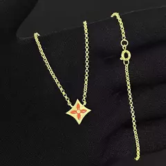 Colar Elo Português + Flor Red Orange 1,9mm (Fecho Tradicional) (Banho Ouro 24k) na internet