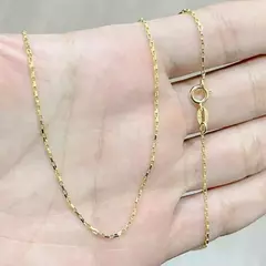 Corrente Carrier Quadrada (Cubinho) 1,5mm (Fecho Tradicional) (TAG 24K) (Banho Ouro 24K)