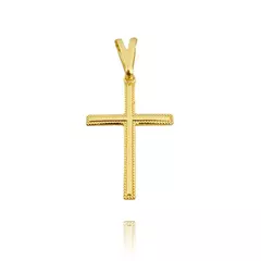 Pingente Cruz Detalhada (Pequeno) (3cmX1,8cm) (Banho Ouro 24k)