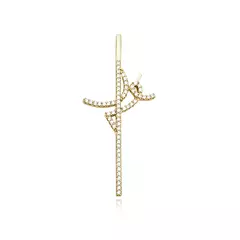 Pingente Fé Cravejado em Zircônia (4,7cmX2,1cm) (Banho Ouro 24k)