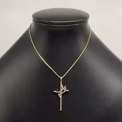 Pingente Fé Cravejado em Zircônia (4,7cmX2,1cm) (Banho Ouro 24k) na internet