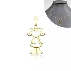 Pingente Menina (2,3cmX1,3cm) (Banho Ouro 24k)