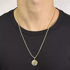 Pingente Moeda ''Bitcoin'' M (2cmX2cm) (Banho Ouro 24k) - A Pampa - Acessórios