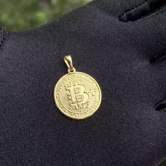 Pingente Moeda ''Bitcoin'' M (2cmX2cm) (Banho Ouro 24k) - comprar online