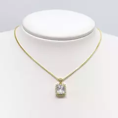 Pingente Vintage Cravejado Pedra Cristal (1,8cmX1,3cm) (Banho Ouro 24k) - comprar online
