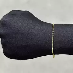 Pulseira Carrier Quadrada (Cubinho) 1,5mm (Fecho Tradicional) (TAG 24K) (Banho Ouro 24k) na internet