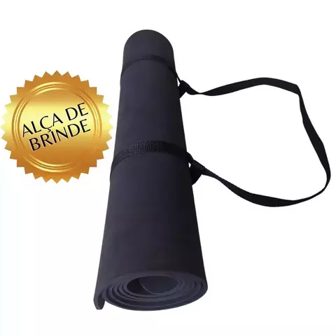 Tapete Yoga, Pilates, Fitness, Ginástica - Preto Macio 1,70m x 60cm.