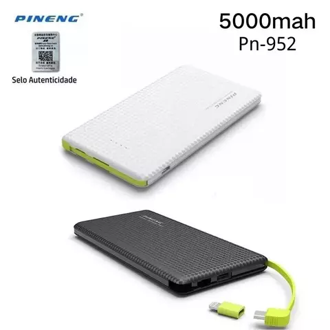 Carregador Portatil Pineng 10000mah,5000mah com adaptador iPhone,V8 Pn951/952