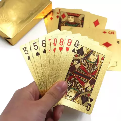Baralho Dolar Dourado Ouro Folheado A Prova D'agua Poker 54 Cartas
