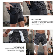 Shorts esportivos de secagem rápida para homens, corrida, treino, jogging, deck