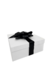 Caixa de Presente 25x25x10 Cartonada Branca Laco Preto - LojaCraft