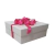 Caixa de Presente 25x25x10 Branca Laço Pink Casamento Padrinhos 15 anos