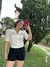 Camisa Cropped Pedraria Off-White - Jens Store / Moda feminina