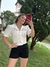 Camisa Cropped Pedraria Branca - Jens Store / Moda feminina