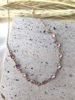 Choker zircônias rosa - comprar online