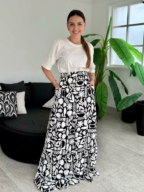 Saia longa estampada - M - comprar online