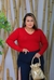 Blusa de Manga Comprida Gola V Plus Size