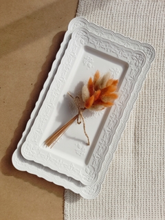 BANDEJA CERÁMICA RECTANGULAR WHITE - AB deco