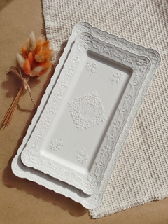 BANDEJA CERÁMICA RECTANGULAR WHITE - tienda online