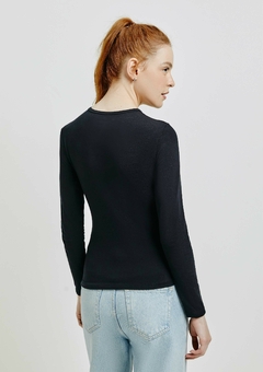 Blusa Manga Longa com Elastano Preta