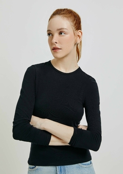 Blusa Manga Longa com Elastano Preta - comprar online