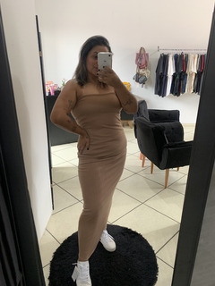 Vestido Canelado Marrom - comprar online