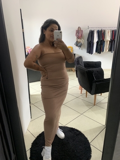 Vestido Canelado Marrom