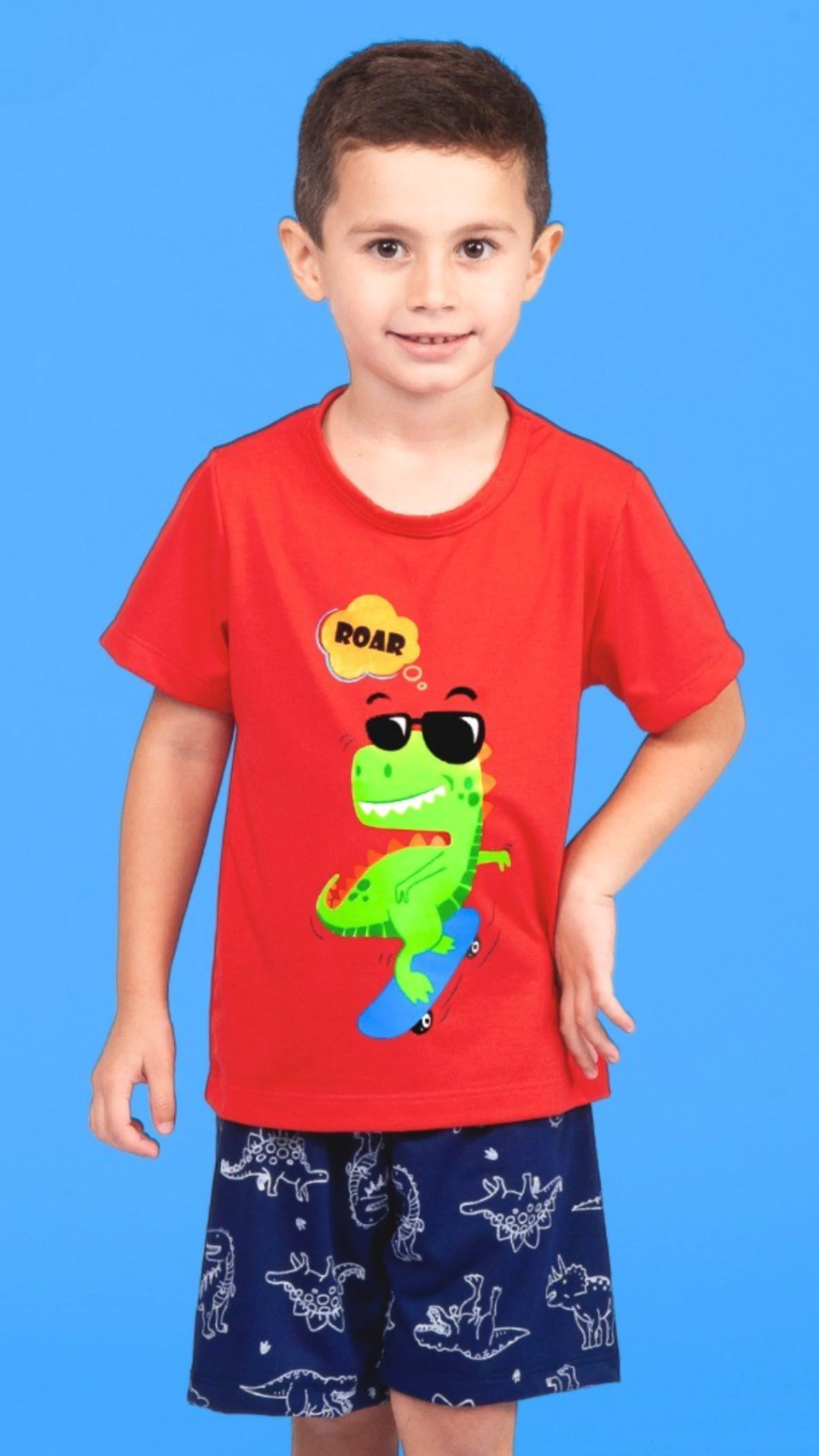 Pijama Verão Dino Tal Filho com Opção Tal Pai