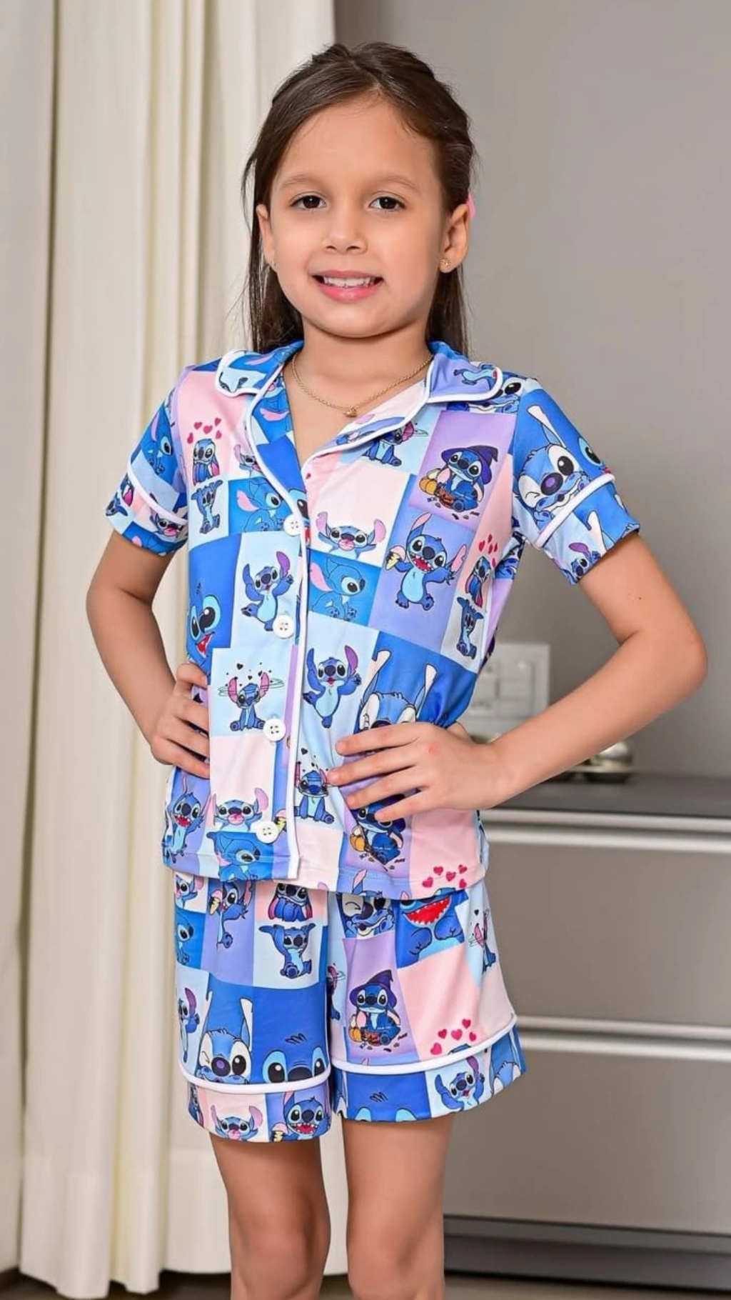 I2000 - Pijama Malha Fluity Lilo & Stitch - Tal Filha com opção Tal Mãe
