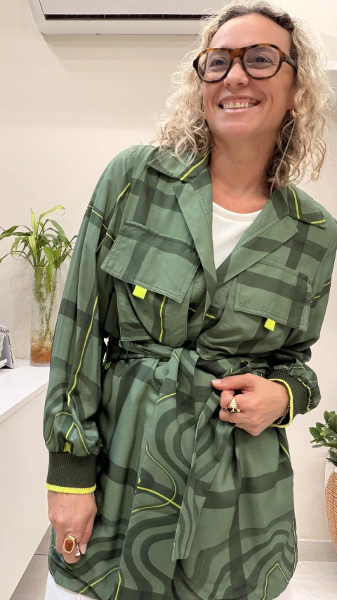 Parka Oh, Boy! Estampa Xadrez Verde - PP