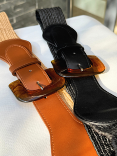 Cinto Ancho de Yute con Cuero - comprar online