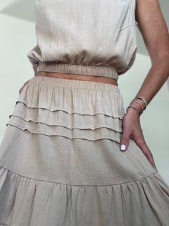 Pollera lino Mor corta - tienda online