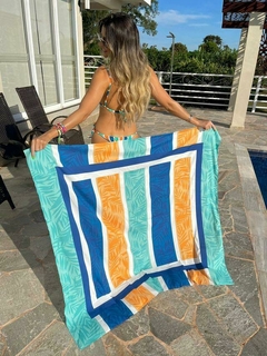 PAREÔ LISTRADA LARANJA COM AZUL na internet