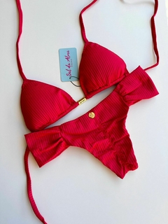 BORBOLETA VERMELHO TOP CORTININHA CANELADO - loja online