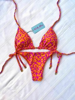 CORTININHA ONÇA LARANJA COM PINK - Sal da Alma Biquínis