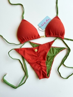 LACINHO CANELADO TERRACOTA COM VERDE MILITAR - comprar online