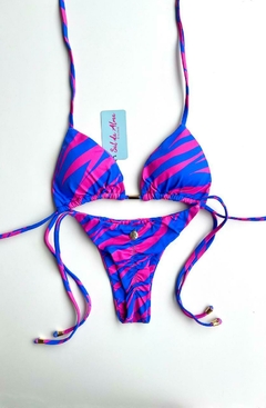 LACINHO ZEBRA AZUL COM PINK - Sal da Alma Biquínis