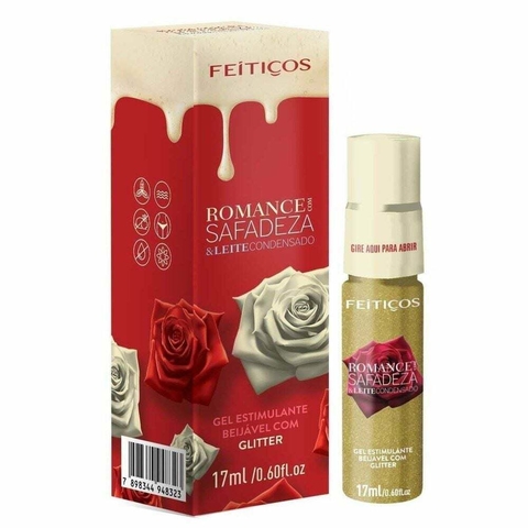 GEL ESTIMULANTE BEIJAVEL COM GLITTER ROMANCE COM SAFADEZA 17ML