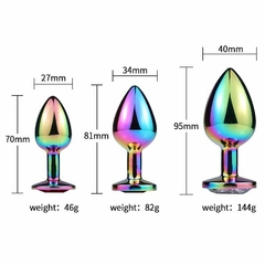 Plug Anal de Aço com Pedra de Cristal - Tamanho M -AZUL - - comprar online