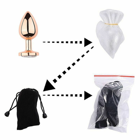 Plug Anal de Aço Rose - com Cristal Brilhante Vermelha - Tamanho P